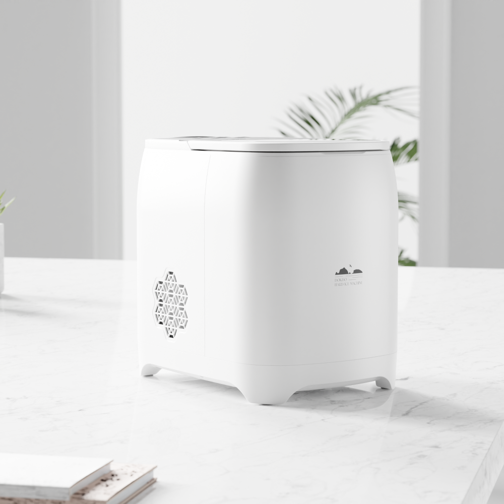 Dokdo freeze ice maker on white marble table