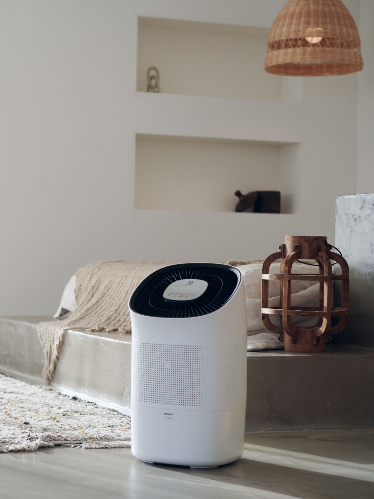 Zenwell Super Air Purifier + Humidifier Smart on modern bedroom floor