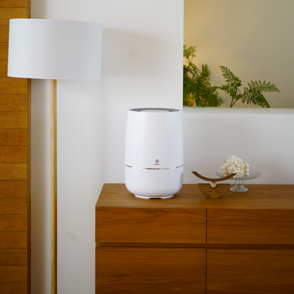 Zenwell Humidifier + Purifier on wooden dresser
