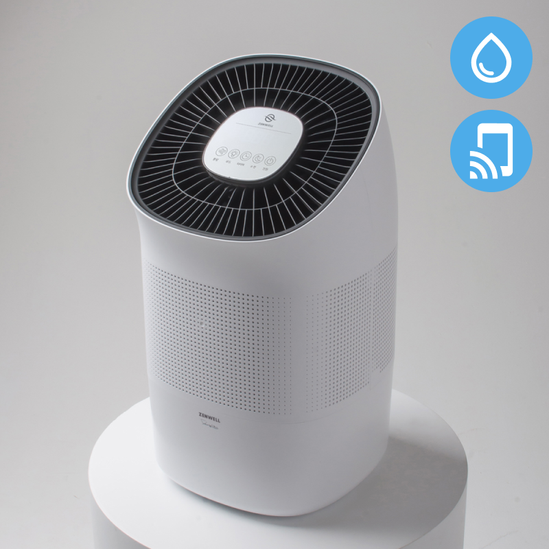 Super Humidifier Smart on pedestal in white room