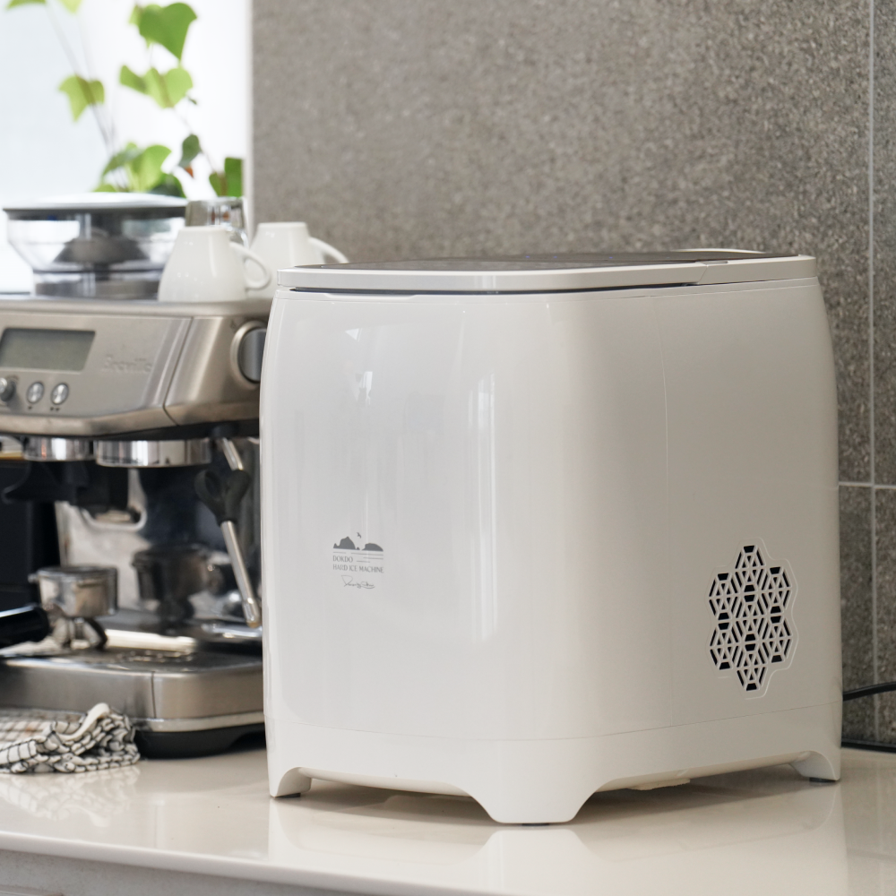 Dokdo Freeze on kitchen counter next to espresso machine