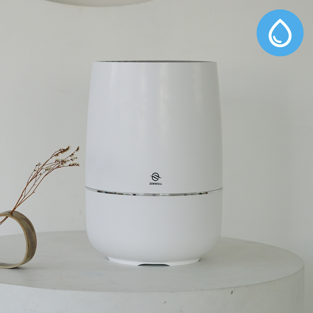 Zenwell humidifier on pedestal in white room