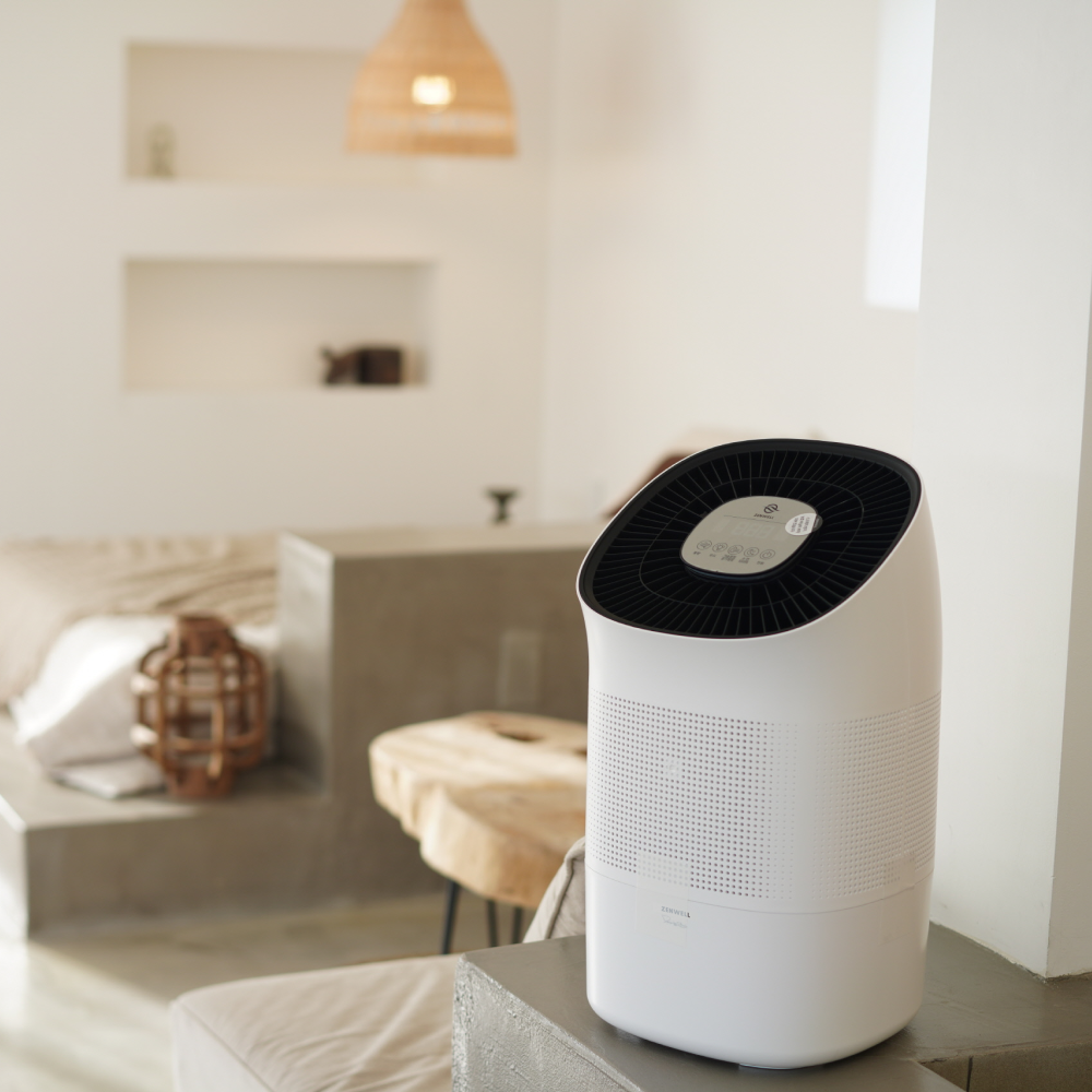 Super Air Purifier + Humidifier Smart in modern bedroom