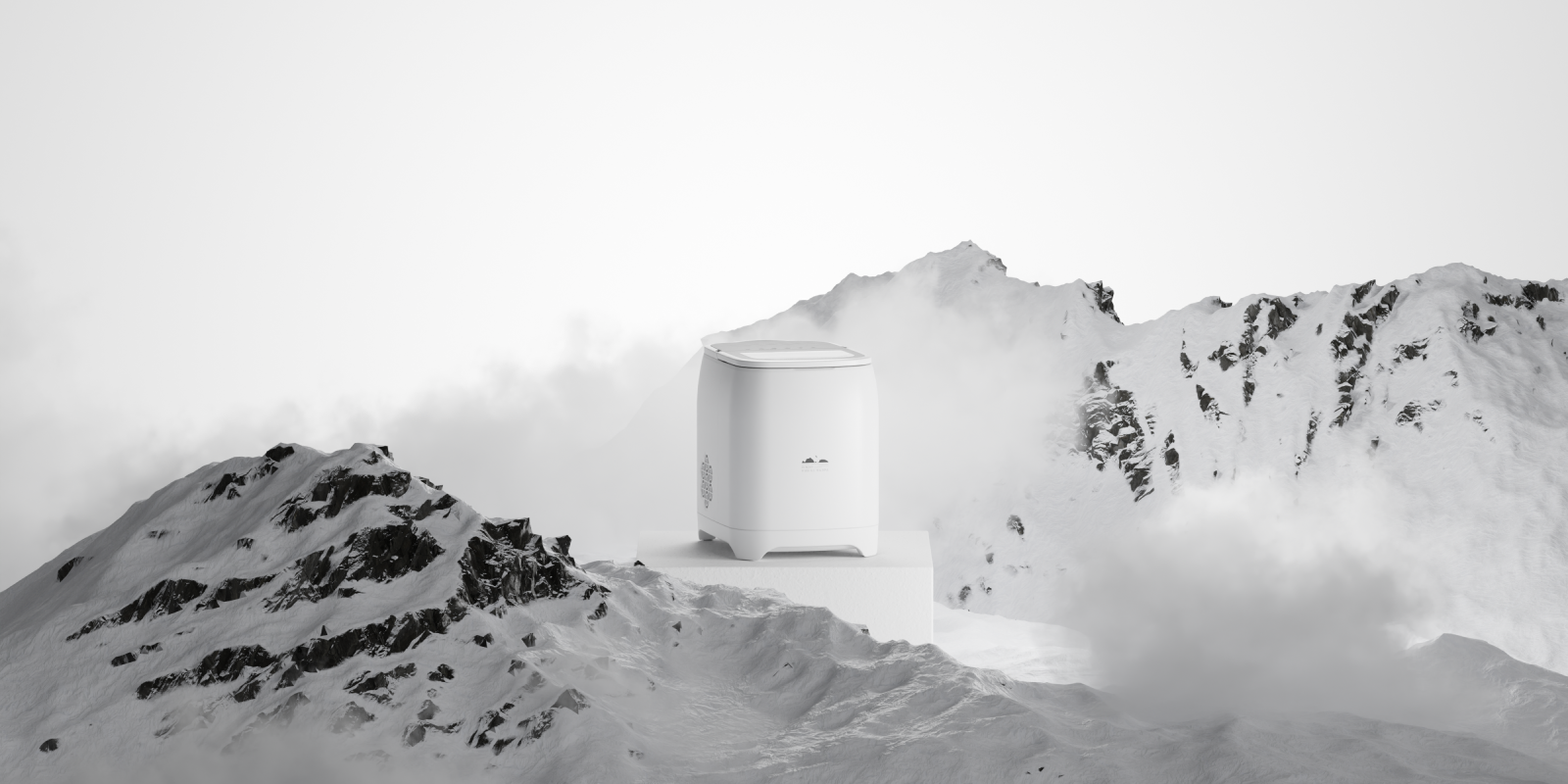 Dokdo Freeze rendered on top of snowy mountain range